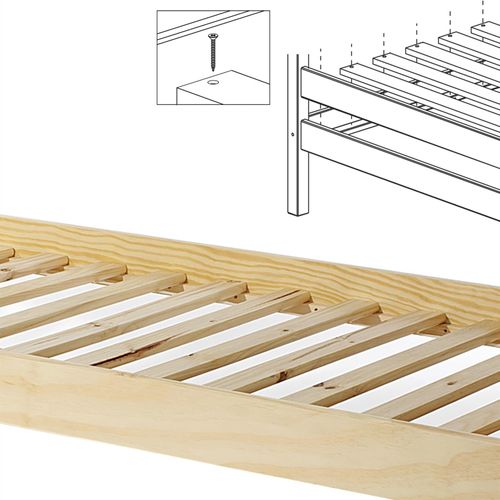 Sommier En Pin Massif, 15 Lattes Sans Cadre, Compatible Couchage 80x190 Et 80x200 Cm