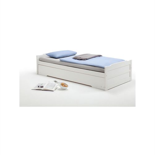 Lit Gigogne Lorena En Pin Massif, 90 X 190 Cm, Lasuré Blanc