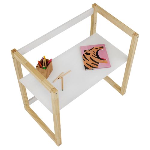 Bureau Enfant Suza Réglable En Hauteur En Pin - Blanc/naturel