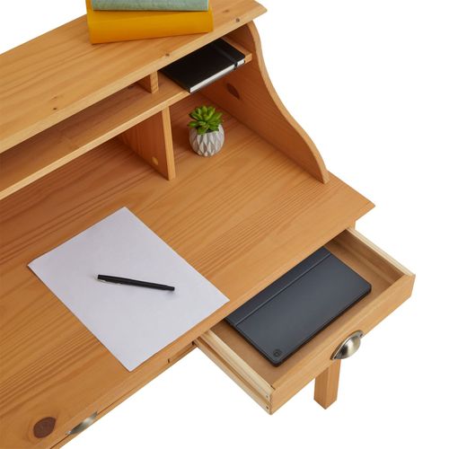 Bureau Secrétaire Marlene, Avec 2 Tiroirs, En Pin Massif Finition Cirée