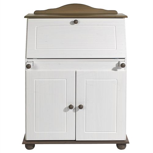 Bureau Secrétaire David, Lasuré Taupe Et Blanc