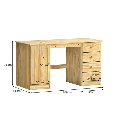 Bureau En Pin Manager, Vernis Naturel