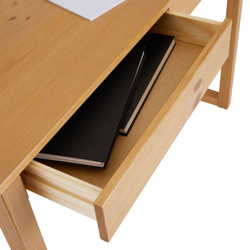 Bureau Noah 2 Tiroirs, En Pin Massif Brun