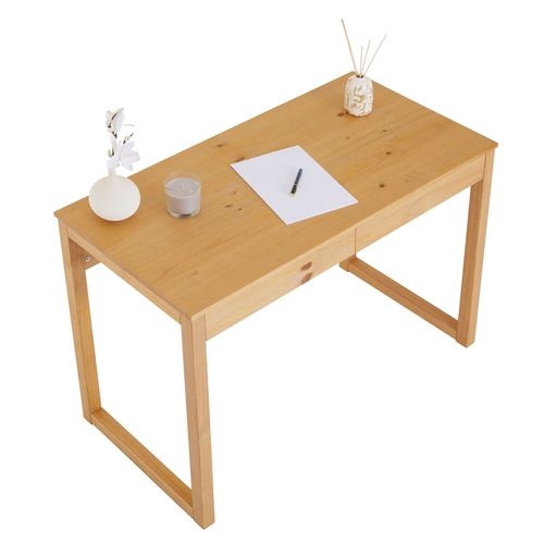 Bureau Noah 2 Tiroirs, En Pin Massif Brun