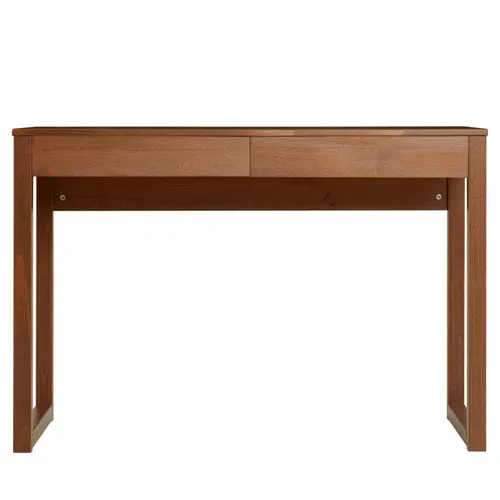Bureau Noah 2 Tiroirs, En Pin Massif Brun Foncé