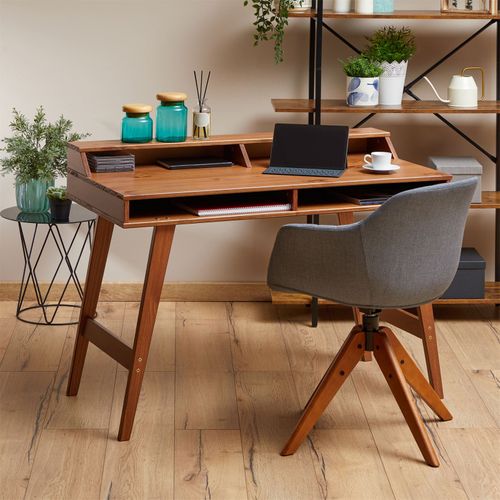 Bureau Secrétaire Luna Avec Niches, En Pin Massif – Brun Foncé
