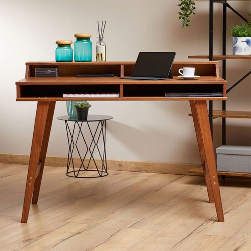 Bureau Secrétaire Luna Avec Niches, En Pin Massif – Brun Foncé