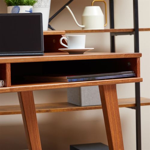 Bureau Secrétaire Luna Avec Niches, En Pin Massif – Brun Foncé