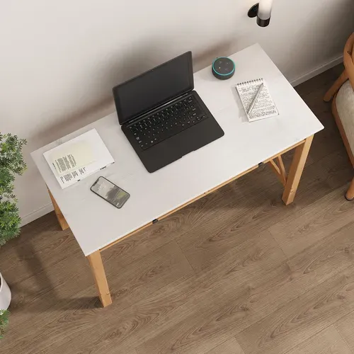 Bureau Adrian L 110 Cm 2 Tiroirs En Bois Massif - Blanc Et Chêne