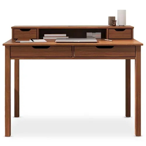 Bureau Raul L 114 Cm 4 Tiroirs En Bois Massif - Coloris Châtaignier