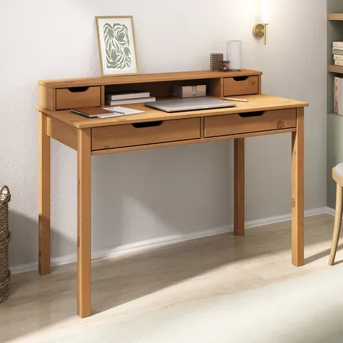 Bureau Raul L 114 Cm 4 Tiroirs En Bois Massif - Coloris Chêne