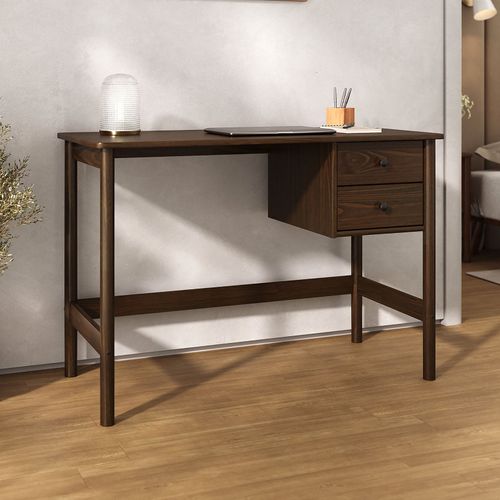 Bureau Marlo H 76 Cm 2 Tiroirs En Bois Massif - Coloris Noyer