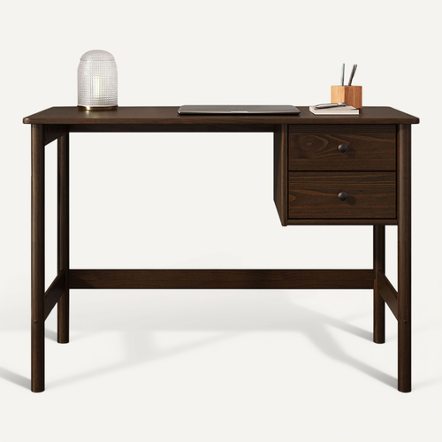 Bureau Marlo H 76 Cm 2 Tiroirs En Bois Massif - Coloris Noyer
