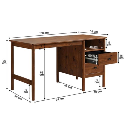 Bureau Bossa L 150 Cm En Bois Massif - Coloris Châtaignier