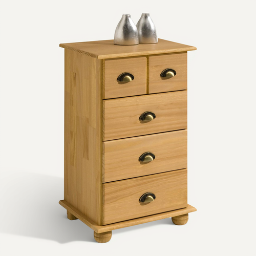 Commode Apothicaire Colmar En Pin Massif, 4 Tiroirs, Finition Cirée