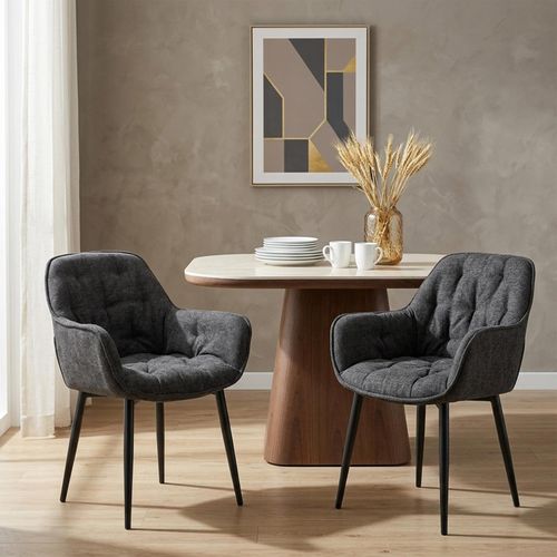Lot De 2 Chaises Arden De Salle À Manger En Tissu - Gris