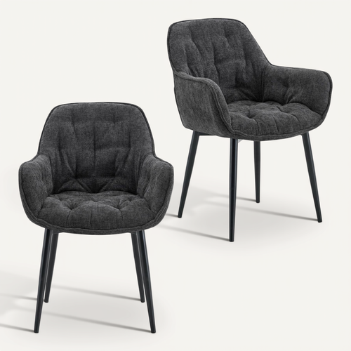 Lot De 2 Chaises Arden De Salle À Manger En Tissu - Gris