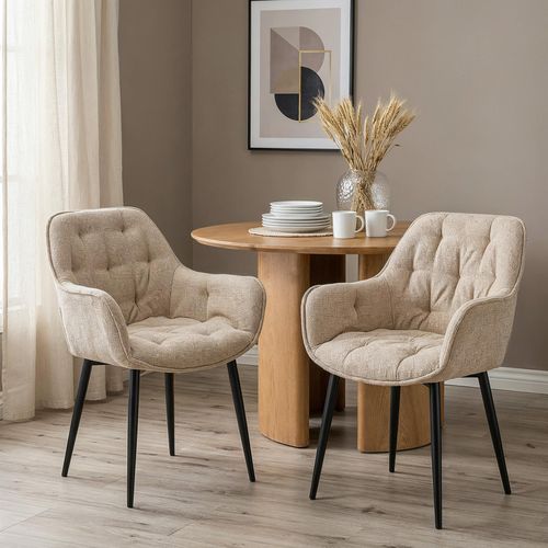 Lot De 2 Chaises Arden De Salle À Manger En Tissu - Beige