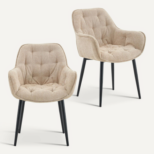 Lot De 2 Chaises Arden De Salle À Manger En Tissu - Beige