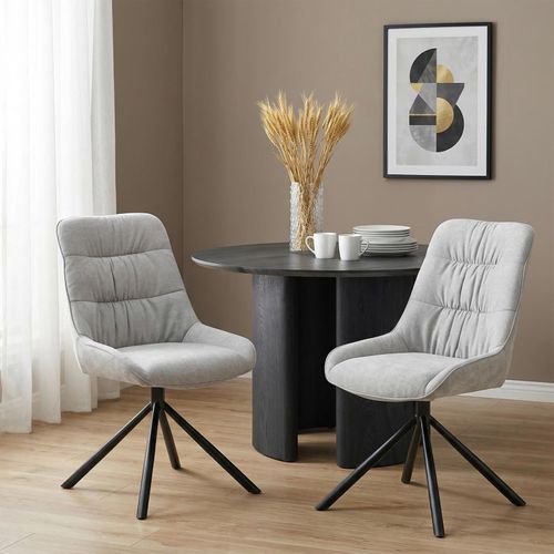 Lot De 2 Chaises Libra De Salle À Manger En Tissu - Gris