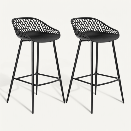 Lot De 2 Tabourets De Bar Irek, En Plastique Noir