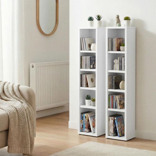 Etagères Modulables Musique Pour Cd Et Dvd, En Mélaminé Blanc Mat