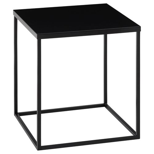 Table D'appoint Carré Hilar, Cadre Et Plateau En Métal Laqué Noir