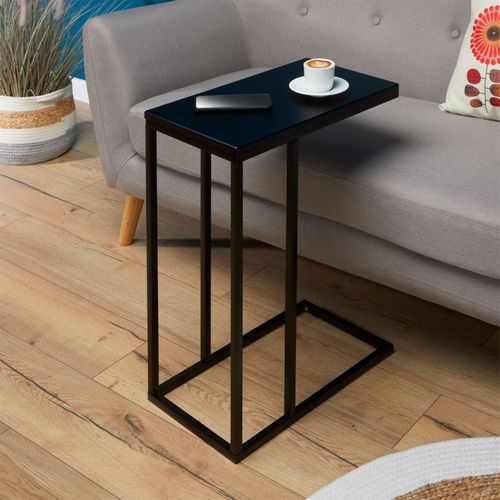 Table D'appoint Rectangulaire Debora, En Métal Noir Et Décor Noir Mat