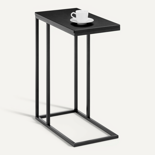 Table D'appoint Rectangulaire Debora, En Métal Noir Et Décor Noir Mat