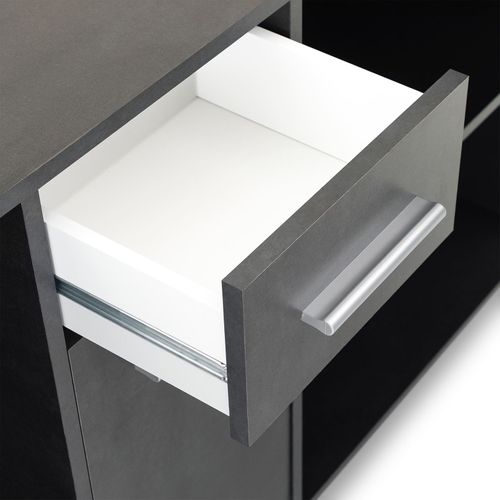 Bureau D'angle Carmen Avec Meuble De Rangement, Décor Béton Foncé
