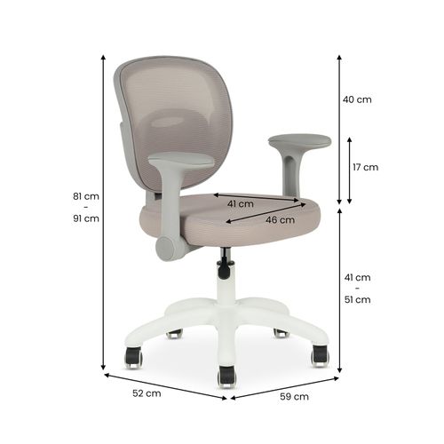 Chaise De Bureau Enfant Amelia Réglable En Tissu Mesh - Gris