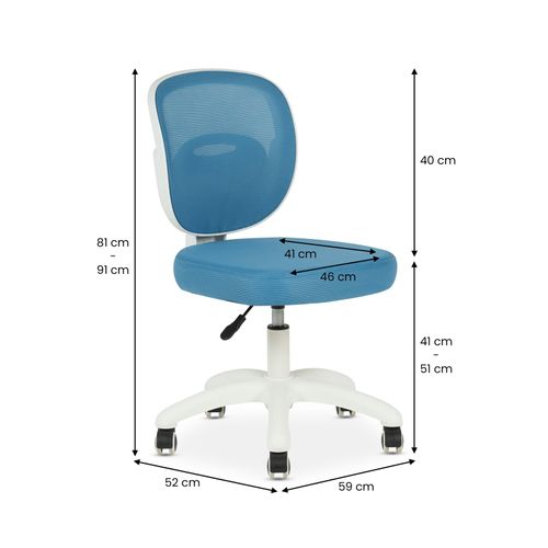 Chaise De Bureau Enfant Mayla Réglable En Tissu Mesh - Bleu
