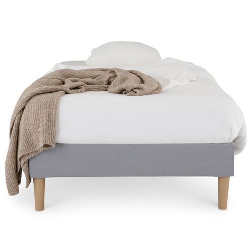 Sommier Tapissier Paimpol 90 X 190 Cm Revêtement Tissu - Gris
