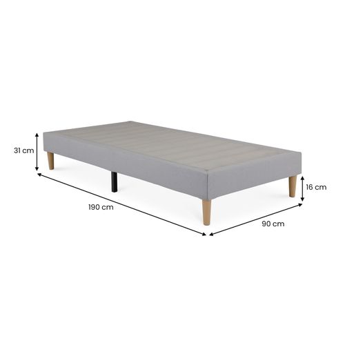 Sommier Tapissier Paimpol 90 X 190 Cm Revêtement Tissu - Gris