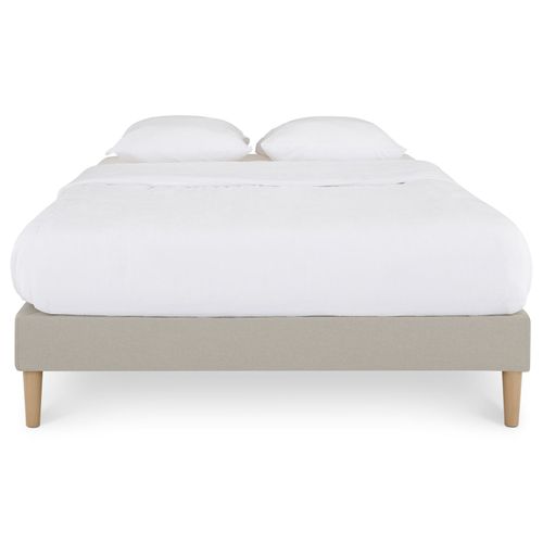 Sommier Tapissier Vannes 120 X 190 Cm Revêtement Tissu - Beige