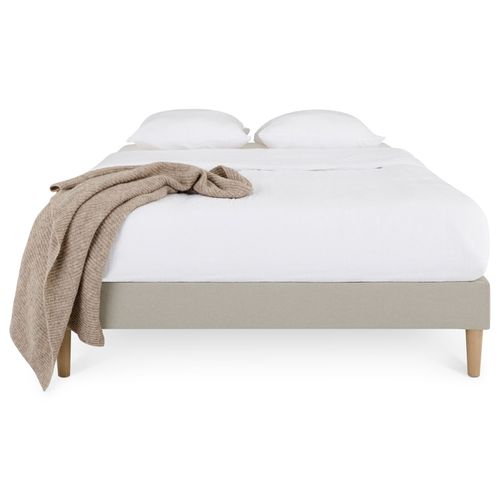 Sommier Tapissier Vannes 120 X 190 Cm Revêtement Tissu - Beige