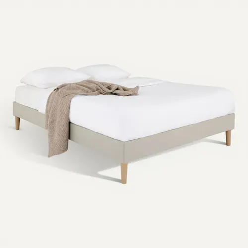 Sommier Tapissier Vannes 120 X 190 Cm Revêtement Tissu - Beige