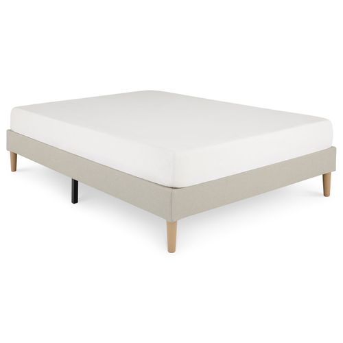 Sommier Tapissier Vannes 120 X 190 Cm Revêtement Tissu - Beige