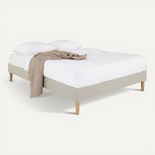 Sommier Tapissier Quimper 140 X 190 Cm Revêtement Tissu - Beige