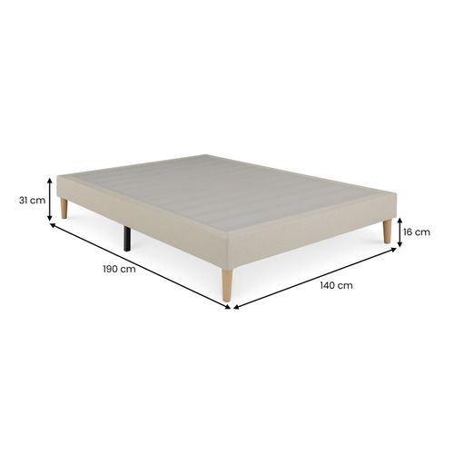 Sommier Tapissier Quimper 140 X 190 Cm Revêtement Tissu - Beige