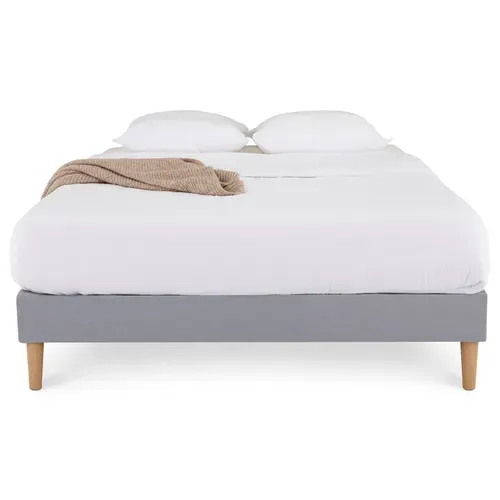 Sommier Tapissier Brest 160 X 200 Cm Revêtement Tissu - Gris