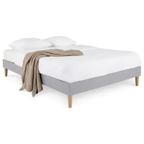 Sommier Tapissier Brest 160 X 200 Cm Revêtement Tissu - Gris