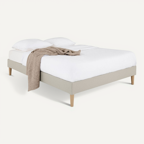 Sommier Tapissier Brest 160 X 200 Cm Revêtement Tissu - Beige
