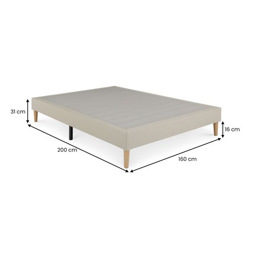 Sommier Tapissier Brest 160 X 200 Cm Revêtement Tissu - Beige