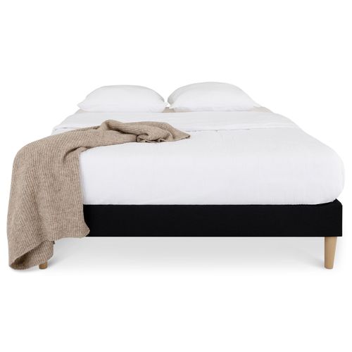 Sommier Tapissier Brest 160 X 200 Cm Revêtement Tissu - Noir