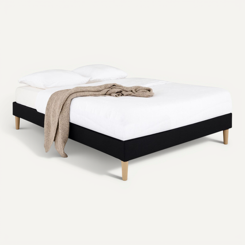 Sommier Tapissier Brest 160 X 200 Cm Revêtement Tissu - Noir