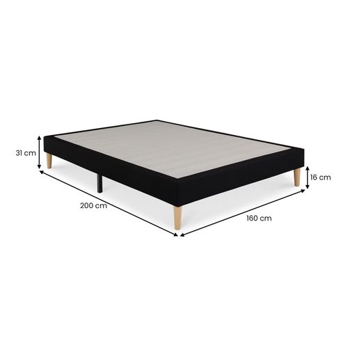Sommier Tapissier Brest 160 X 200 Cm Revêtement Tissu - Noir