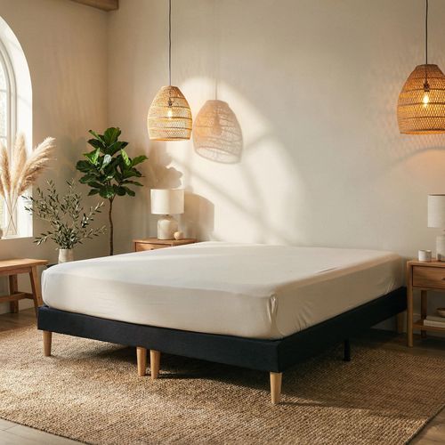 Sommier Tapissier Rennes 180 X 200 Cm Revêtement Tissu - Noir