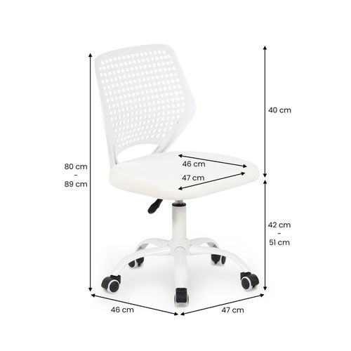 Chaise De Bureau Pour Enfant Jade Pivotante - Blanc