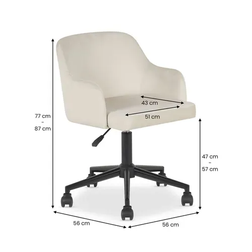 Chaise De Bureau Oliver En Velours - Beige